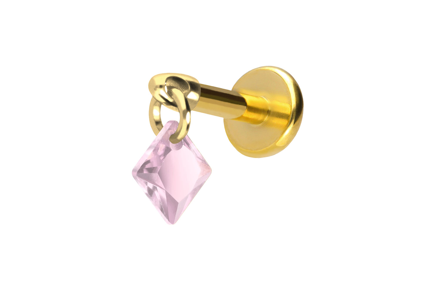 Titan Labret Piercing mit Push Fit KRISTALLQUADRAT
